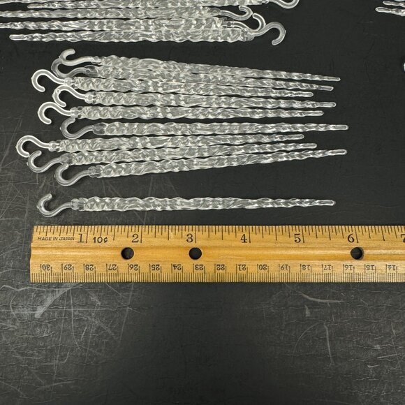 Lot of 99 Vtg Plastic Clear Icicle Twist Ornaments Glow in Dark Thin 5.5in wHook - Picture 3 of 12